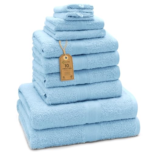 GREEN MARK Textilien 10 TLG. FROTTIER Handtuch-Set mit verschiedenen Größen 4X Handtücher, 2X Duschtücher, 2X Gästetücher, 2X Waschhandschuhe | Farbe: Hellblau | Premium Qualität GREEN MARK Textilien 10 TLG. FROTTIER Handtuch-Set mit verschiedenen Größen 4X Handtücher, 2X Duschtücher, 2X Gästetücher, 2X Waschhandschuhe | Farbe: Hellblau | Premium Qualität von GREEN MARK Textilien