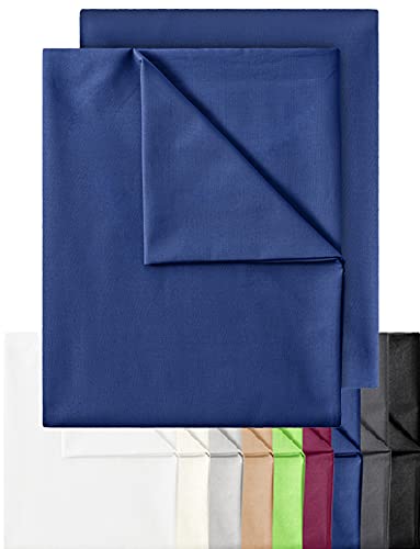 GREEN MARK Textilien 2er Pack Klassische Bettlaken Betttuch Laken Leintuch Haustuch 100% Baumwolle ohne Gummizug vielen Größen und Farben Größe: 150x250 cm, Navy blau von GREEN MARK Textilien