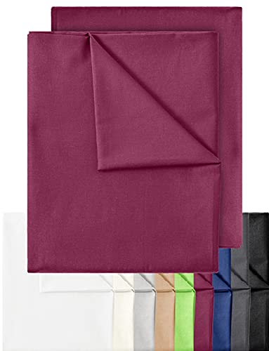 GREEN MARK Textilien 2er Pack Klassische Bettlaken Betttuch Laken Leintuch Haustuch 100% Baumwolle ohne Gummizug vielen Größen und Farben Größe: 180x275 cm, Bordeaux rot von GREEN MARK Textilien