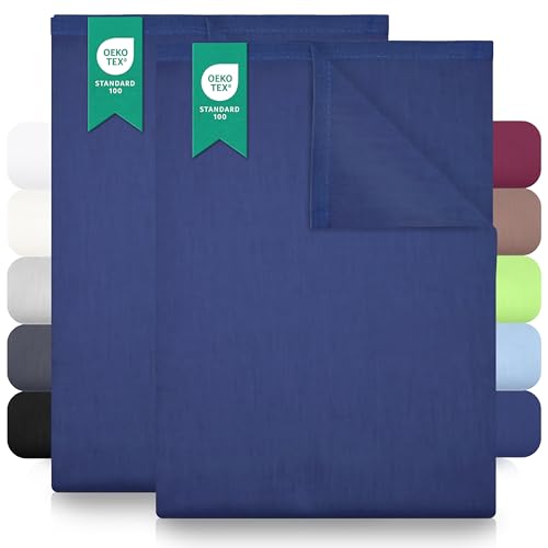 GREEN MARK Textilien 2er Pack Klassische Bettlaken Betttuch Laken Leintuch Haustuch 100% Baumwolle ohne Gummizug vielen Größen und Farben Größe: 180x275 cm, Navy blau von GREEN MARK Textilien