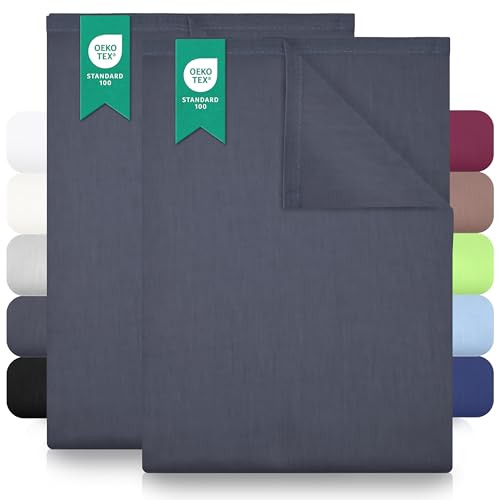 Green Mark Klassische Bettlaken – 2er Set Flache Laken aus 100 % Baumwolle, ohne Gummi, hautfreundlich, pflegeleicht, bei hohen Temperaturen waschbar - Antrazit Gray - 180x275 cm von GREEN MARK Textilien