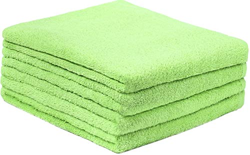 GREEN MARK Textilien 4er Pack Frottier Duschtücher mit Aufhänger 70x140cm DUSCHTUCH 100% Baumwolle Farbe: Apfel grün von GREEN MARK Textilien