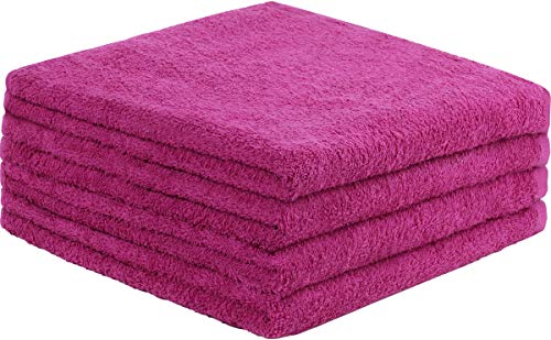 GREEN MARK Textilien 4er Pack Frottier Duschtücher mit Aufhänger 70x140cm DUSCHTUCH 100% Baumwolle Farbe: Pink von GREEN MARK Textilien