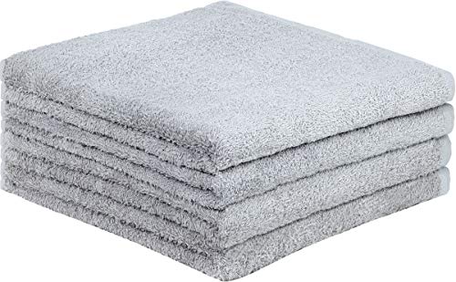 GREEN MARK Textilien 4er Pack Frottier Duschtücher mit Aufhänger 70x140cm DUSCHTUCH 100% Baumwolle Farbe: Silber grau von GREEN MARK Textilien