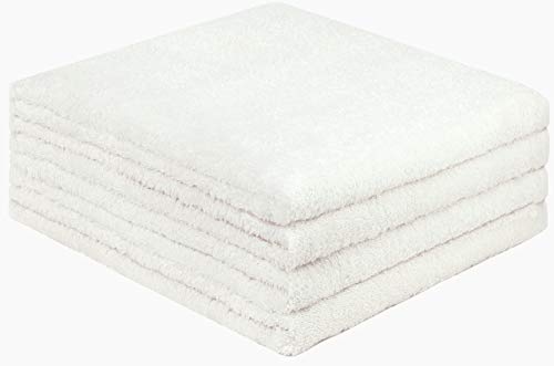GREEN MARK Textilien 4er Pack Frottier Duschtücher mit Aufhänger 70x140cm DUSCHTUCH 100% Baumwolle Farbe: Weiß von GREEN MARK Textilien
