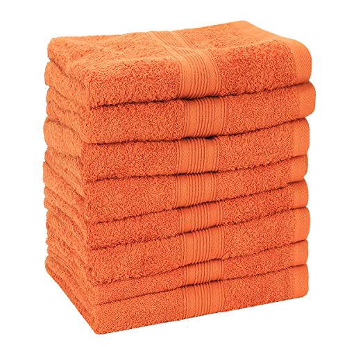 GREEN MARK Textilien 8er Set Frottier Handtücher 100% Baumwolle 50x100cm Diverse Farbsets Premium Frottee Qualität 500gr/m² mit Aufhänger (Terracotta) von GREEN MARK Textilien