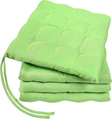 GREEN MARK Textilien Basic 4er-Set Sitzkissen Stuhlkissen für Außen oder Innen 40x40cm weich gefüllt, Apfel grün von GREEN MARK Textilien