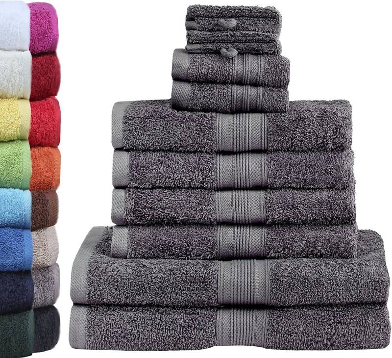 GREEN MARK Textilien Handtuch Set 10er-Set Premium Frottier Handtuch-Set, 100% Baumwolle (Set, 10-St), 4X Handtücher, 2X Duschtücher, 2X Gästetücher, 2X Waschhandschuhe von GREEN MARK Textilien