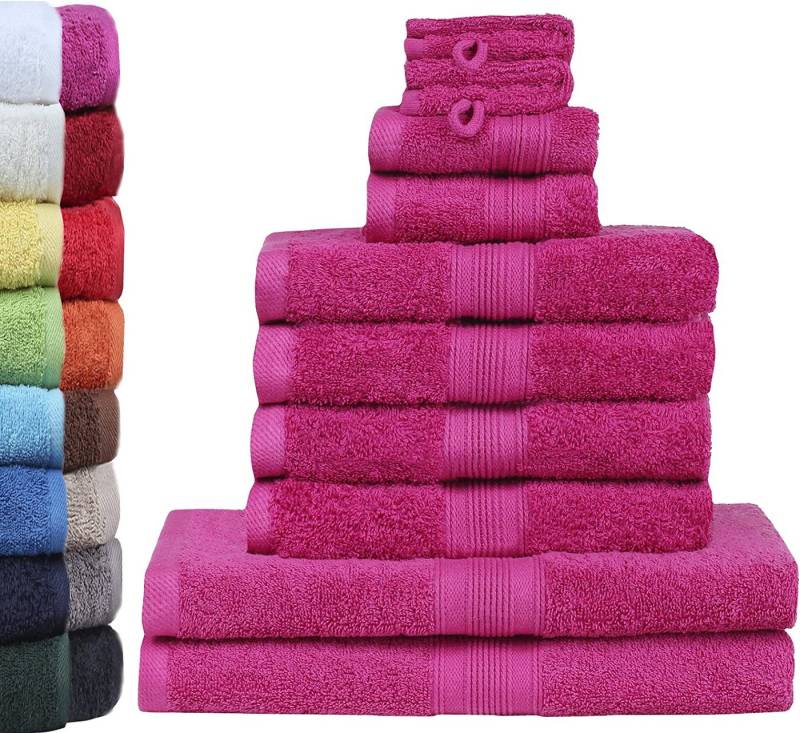GREEN MARK Textilien Handtuch Set 10er-Set Premium Frottier Handtuch-Set, 100% Baumwolle (Set, 10-St), 4X Handtücher, 2X Duschtücher, 2X Gästetücher, 2X Waschhandschuhe von GREEN MARK Textilien