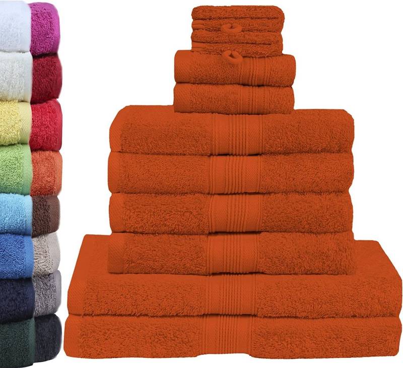 GREEN MARK Textilien Handtuch Set 10er-Set Premium Frottier Handtuch-Set, 100% Baumwolle (Set, 10-St), 4X Handtücher, 2X Duschtücher, 2X Gästetücher, 2X Waschhandschuhe von GREEN MARK Textilien