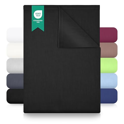 Green Mark Textilien Klassische Bettlaken – Flaches Laken aus 100% Baumwolle, ohne Gummi, hautfreundlich, pflegeleicht, bei hohen Temperaturen waschbar – Schwarz – 180x275 cm von GREEN MARK Textilien