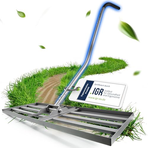 GREEN Spark Rasenrakel [Ergonomisch] mit Klicksystem | 80x30cm | für perfekt Ebene Rasenflächen | Rakel für Rasen Nivellierrechen zum Rasen sanden Rasen Rakel Lawn Leveling Rake Rasenrakel mit Stiel von GREEN Spark