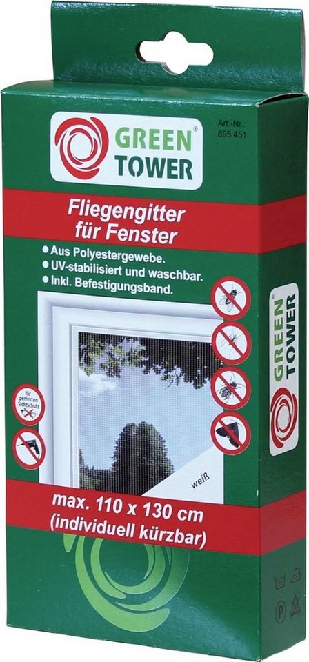 BURI Fliegengitter-Gewebe GREEN TOWER FLIEGENGITTER 110x130 Weiss von BURI