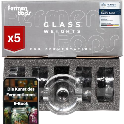 GREEN WISE Glasgewichte zur Fermentation | Fermentationsgewichte 5er Set | lebensmittelecht und optimale Größe | Fermentiergewichte für Sauerkraut Kimchi Kefir | Beschwerungssteine von GREEN WISE