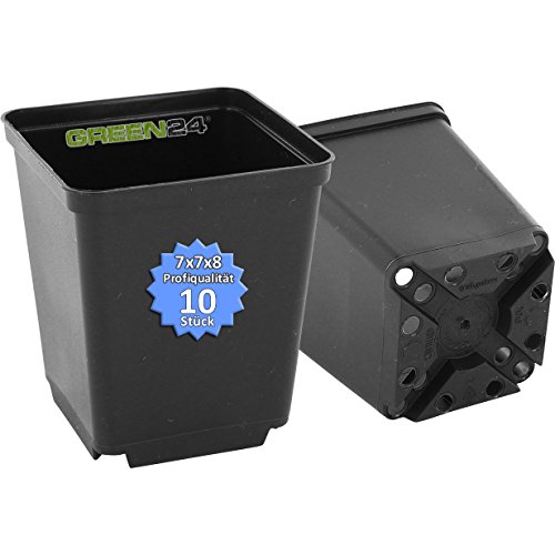 GREEN24 10 Stück Pflanztöpfe Pro als Vierecktopf 7x7x8 cm Anzuchttöpfe Pflanztöpfe Blumentöpfe von GREEN24