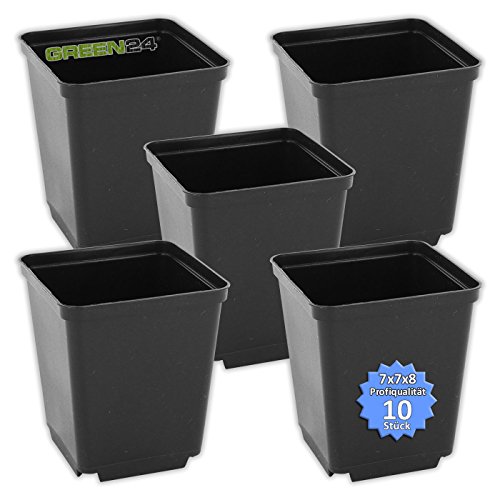 GREEN24 10 Stück Pflanztöpfe Vierecktopf 7x7x8 cm. Anzuchttopf Pflanztopf Blumentopf von GREEN24