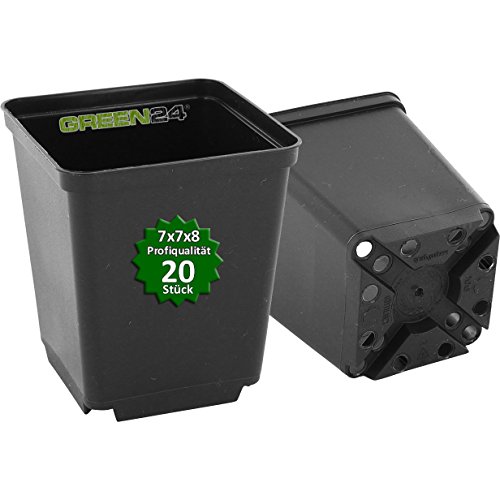 GREEN24 20 Stück Pflanztöpfe Pro als Vierecktopf 7x7x8 cm Anzuchttöpfe Pflanztöpfe Blumentöpfe von GREEN24