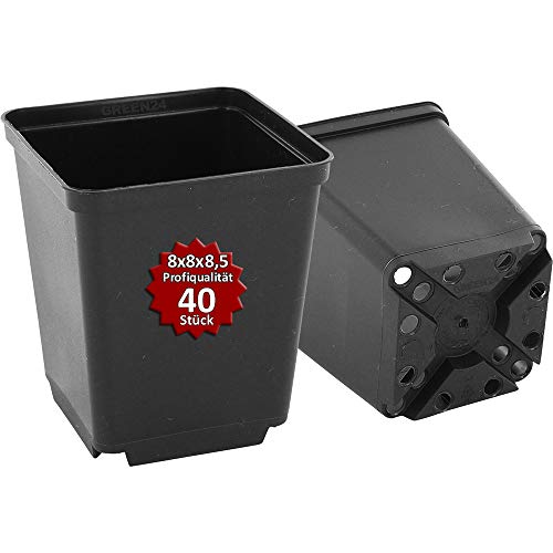 GREEN24 40 St. Pflanztöpfe 8x8x8,5cm Vierecktopf Profi Anzuchttopf Pflanztopf Blumentopf Vierkant-Töpfe (40, 8x8x8.5) von GREEN24