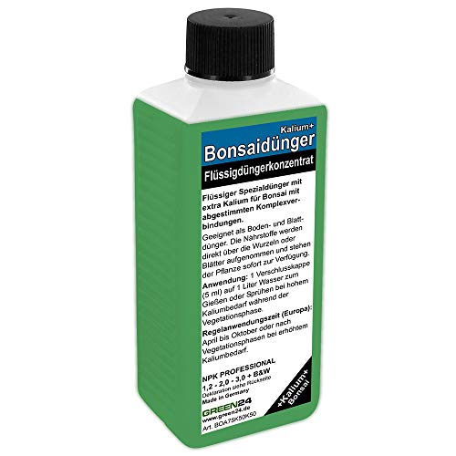 Bonsai-Dünger NPK Kalium+ HIGHTECH Dünger zum düngen von Bonsai Pflanzen, Premium Flüssigdünger aus der Profi Linie von GREEN24