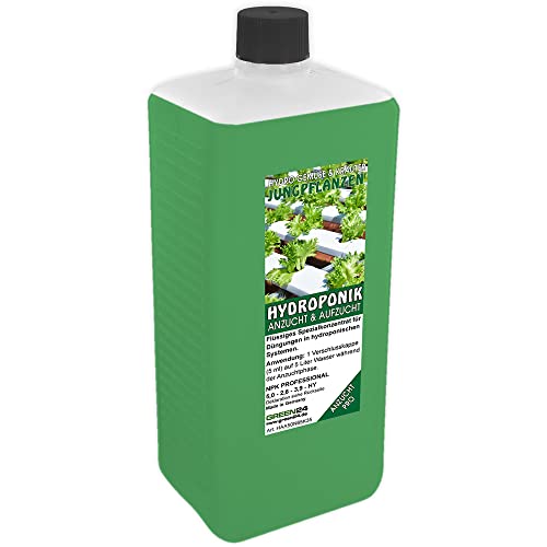 Hydro-Anzucht XL 1 Liter Nährlösung NPK Voll-Dünger für Kräuter & Gemüse Jungpflanzen in Hydrokultur und Hydroponik Systemen, Home Gardening Dünger, Nährstoffe als Konzentrat von GREEN24