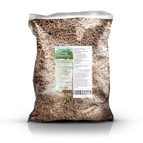 Premium Naturdünger Pellets 2 kg für Gemüse, Obst, Garten- und Balkonpflanzen, Pferdedung geruchsarm von GREEN24