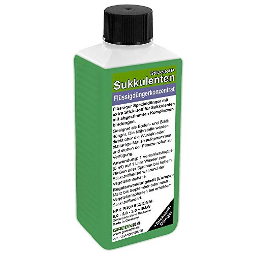 Sukkulenten-Dünger Kakteen-Dünger Stickstoff+ mit extra Stickstoff, Premium Flüssigdünger aus der Profi Linie | NPK Volldünger, Düngerkonzentrat von GREEN24