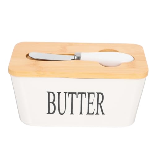 GREENADSCAPE Butterdose Butterschneider Butterbehälter Porzellan Käsehalter Für Den Kühlschrank von GREENADSCAPE