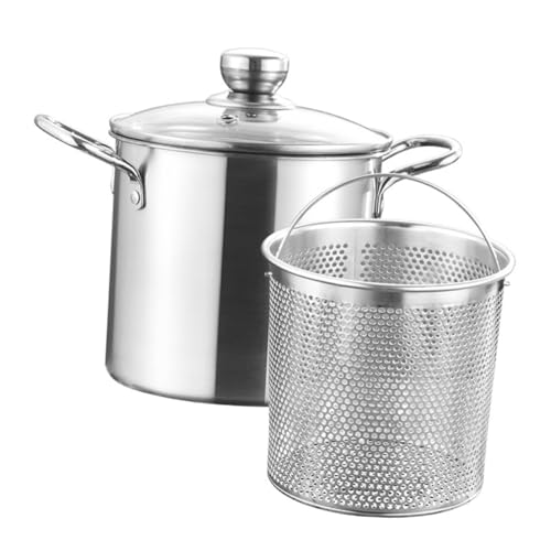 GREENADSCAPE 1 Set Bratpfanne Frittiertopf Mini Fritteusen Set Haushalts Frittiertopf Frittierkorb Frittierkorb Mit Topf Küchenbedarf Antihaft Frittierkörbe Mit Griffen Frittiertopf von GREENADSCAPE