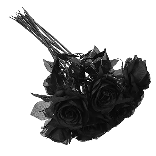 GREENADSCAPE Dunkle Kunstrose 10 Stück Realistische Rosen-Simulation Requisite Für Heimdekoration Party Fotografie Bühne von GREENADSCAPE