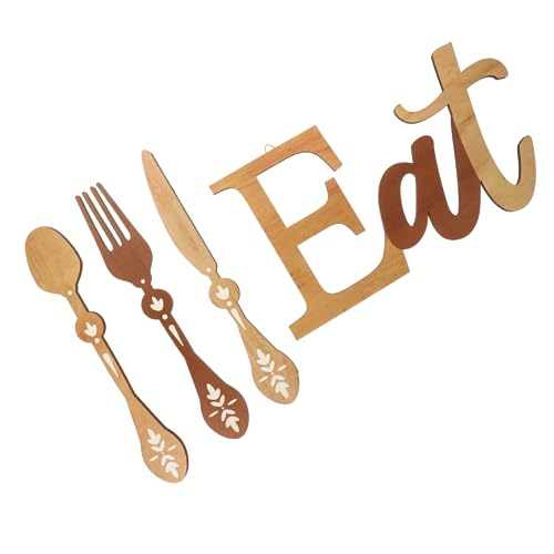 GREENADSCAPE 4 Stück Holz Eat-schilder Löffel Cutter-wanddekor Ausgeschnittene Wanddekoration Für Zuhause Rustikales Holzwanddekor Für Küche Und Wohnzimmer von GREENADSCAPE