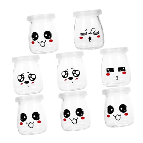 GREENADSCAPE 8 Stück Glas Gelee Flaschen Für Joghurt Und Pudding Aufbewahrung Mit Verschluss Wiederverwendbar Transparent von GREENADSCAPE