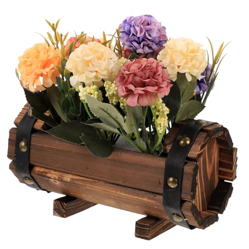 GREENADSCAPE Künstliche Blumen Im Holztopf Simulationsblume Für Draußen Topfblumen Zuhause Dekorieren von GREENADSCAPE