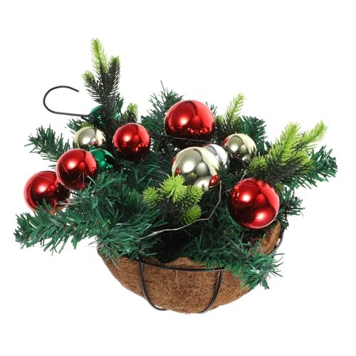 GREENADSCAPE Festival Pendant Weihnachtsblumenkorb Mit -Beleuchtung Künstliche Pflanzen Für Weihnachtsdekoration Hängende Deko Für Innen Und Außenbereiche Langlebig Und Pflegeleicht von GREENADSCAPE