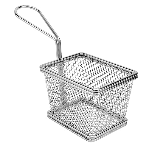 GREENADSCAPE Kleiner Frittierkorb Einfach Zu Verstauender Korb Silberfarben von GREENADSCAPE