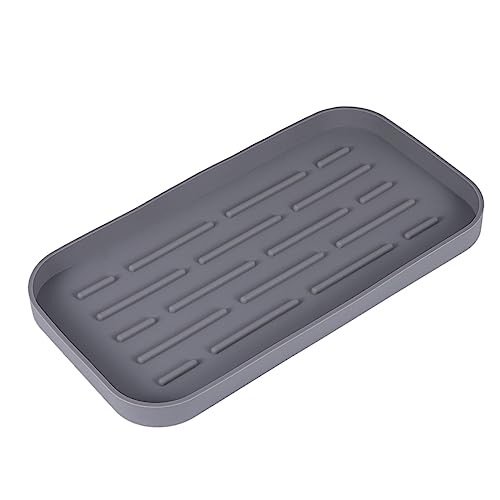 GREENADSCAPE Tassenablauf Abtropffläche Abtropfschale Küchenspüle Matte Rinnenboard Tablett Abtropfschale küchenmaschiene kochgeschirr Kitchen zubehör küche spüle Abtropfmatte für Geschirr Grey von GREENADSCAPE