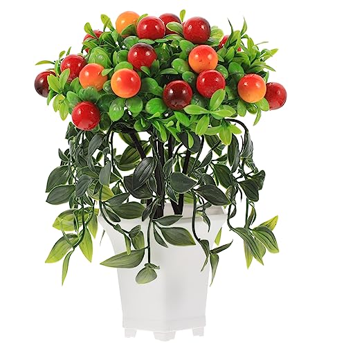GREENADSCAPE Künstlicher Dekoration Für Wohnräume Stilvolle Bonsai Kunstpflanze Mit Realistischen Früchten Für Büro Und Und Langlebig von GREENADSCAPE