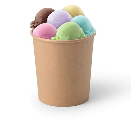 GREENBOX 50x Eisbecher Pappe 400 ml braun - Einwegbecher plastikfrei und biologisch abbaubar - Dessertschale To-go-Becher von GREENBOX