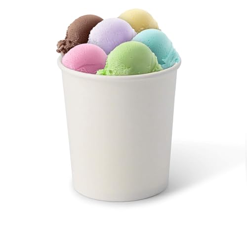 GREENBOX 50x Eisbecher Pappe 400 ml weiß - Einwegbecher plastikfrei und biologisch abbaubar - Dessertschale To-go-Becher von GREENBOX