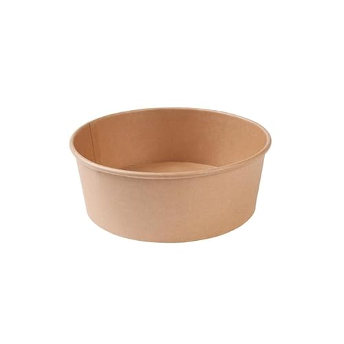 GREENBOX Einweg Salatschale Bio Einweggeschirr Suppen-Schale braun rund 700 ml I Kompostierbare Schalen Kraftkarton Verpackung mit PLA Innenbeschichtung I 50 Einweg-Schalen To Go Becher Salat von GREENBOX