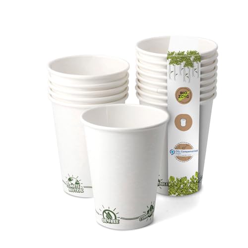 GREENBOX Recycelbare Pappbecher Kaffee weiß mit EcoUp© Icon und PLA Beschichtung I 50 Coffee To go Einwegbecher biologisch abbaubar 150 ml 6 oz I Kaffeebecher Trinkbecher Einmalbecher von GREENBOX