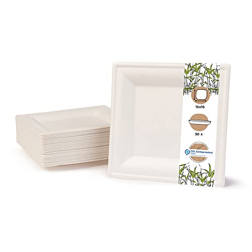 GREENBOX Umweltverträgliches Bagasse Geschirr Einweg | 50 Stück Zuckerrohr Teller weiß eckig gebleicht 16x16 cm | Bio Einweggeschirr Speiseteller Einwegteller Partyteller Einmalgeschirr GREENBOX Umweltverträgliches Bagasse Geschirr Einweg | 50 Stück Zuckerrohr Teller weiß eckig gebleicht 16x16 cm | Bio Einweggeschirr Speiseteller Einwegteller Partyteller Einmalgeschirr von GREENBOX
