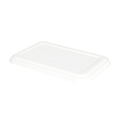 GREENBOX 50x Zuckerrohr-Deckel für To-Go-Schalen 23 x 14,5 cm I kompostierbare Deckel für Take-Away-Geschirr I aus Bagasse - biologisch abbaubar I Verpackungs-Deckel weiß rechteckig von GREENBOX