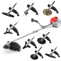 Freischneider mit 2-Takt-65ccm-Benzinmotor mit 4,9 ps, 9 verschiedene Schneidaufsätze, Doppelgriffbügel, Leistungsregler, Sicherheitsgeschirr von GREENCUT