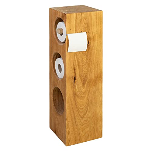 GREENHAUS Toilettenpapierhalter Stehend Holz Eiche 20x20x70 Handarbeit aus Deutschland Klopapierhalter ohne Bohren WC Garnitur mit Schlitz von GREENHAUS Natürlich wohnen