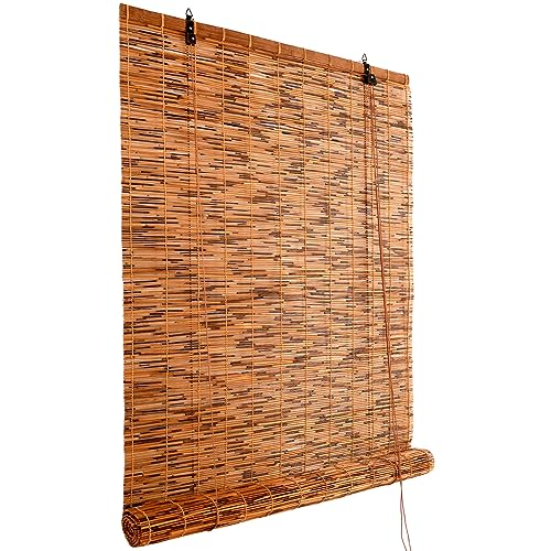 GREENKING Bambus Rollo 100x170cm Braun Heimholzfensterschattierung, verbesserte Seiljustierung, Römischer Vorhang, Vorhang für Fensterprivatsphäre, Garten Patio Outdoor-Sonnenschutz von GREENKING