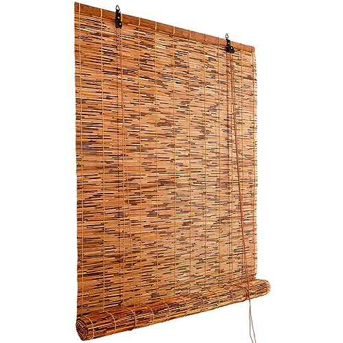 GREENKING Bambus Rollo 80x170cm Braun Heimholzfensterschattierung, verbesserte Seiljustierung, Römischer Vorhang, Vorhang für Fensterprivatsphäre, Garten Patio Outdoor-Sonnenschutz von GREENKING