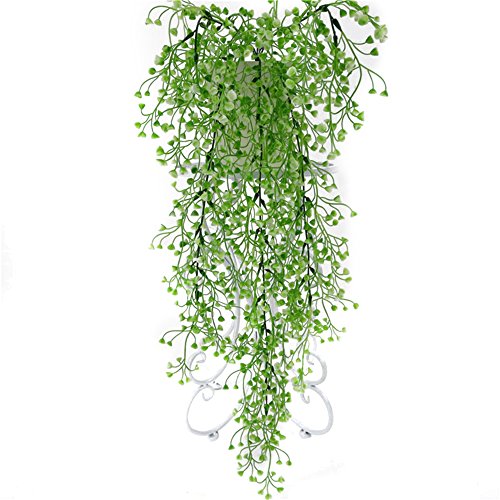 GREENLANS Künstliche Osier Rattans Kunststoff Bracketplant Pflanze Fake Greenery Wand, Gefälschte Pflanze Für Büro, Kleine Künstliche Faux Greenery Für Hausdekorationen Weiß + Grün von GREENLANS-1