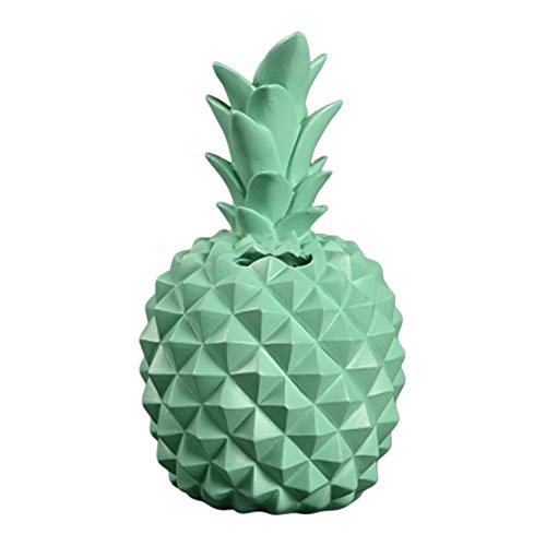 Greenlans-1 Exquisite Kunst Handwerk Geschenk Souvenir Home Decor, Imitation Ananas Spardose Harz Craft Desktop Ornament Decor – Blau, metall, grün, Einheitsgröße von GREENLANS-1