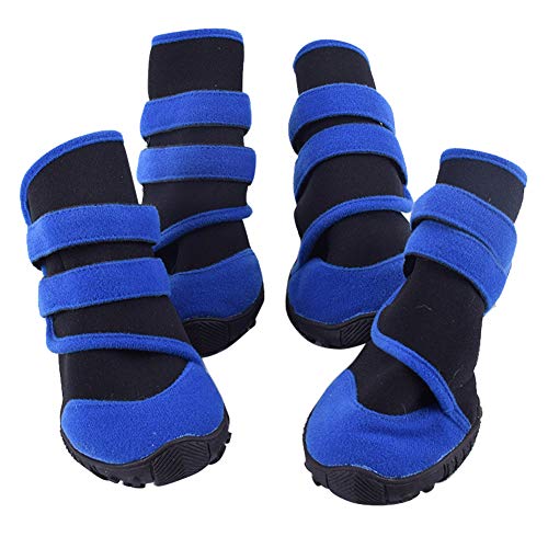 Greenlans Haustierstiefel, Pfotenschutz, wasserdicht, für den Winter, tragbar, Regenschuhe, Schneestiefel, Welpen, rutschfest, für große, mittelgroße und kleine Hunde, Blau + Schwarz, XS von GREENLANS-1