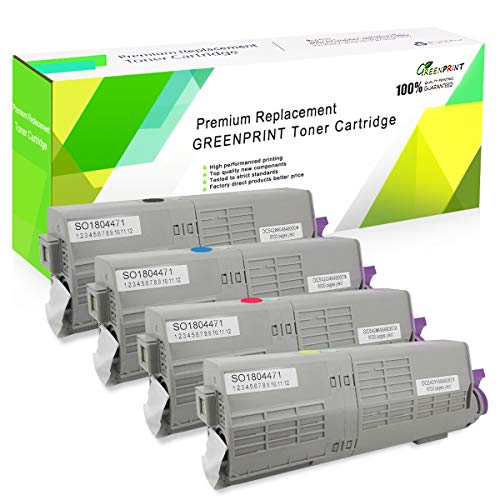 GREENPRINT 4 Farben Kompatible Tonerkartuschen C542 C532 MC563 MC573 7000 Seiten für Schwarz & 6000 Seiten für C M Y Für Oki Okidata Farblaserdrucker C532dn C542dn MC563dn MC573dn von GREENPRINT